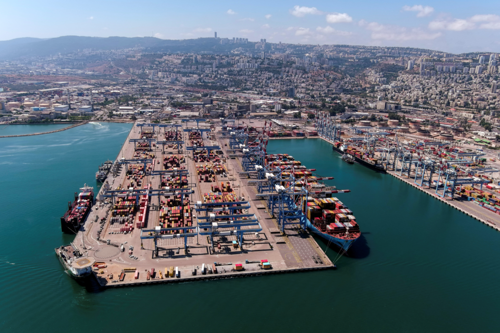A general view shows Haifa Port, Israel, July 24, 2022. A consortium led by India's Adani Group completed the purchase of the port in January 2023